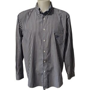 Chaps Dress Shirt X-Large XL Men Button Up Stripes Long Sleeve Light Weight Logo